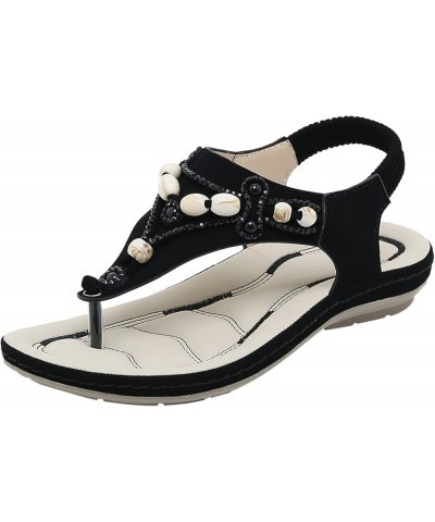 sandals women strappy, Women's Fashion Casual Flats Rhinestone Round Toe Sandals Buckle Strap Sandals Z 04-black $12.46 Sandals