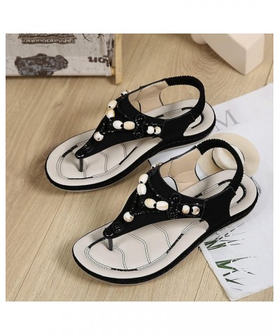 sandals women strappy, Women's Fashion Casual Flats Rhinestone Round Toe Sandals Buckle Strap Sandals Z 04-black $12.46 Sandals