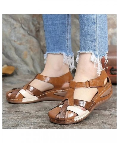 Women's Platform Sandals Closed Toe Buckle Ankle Strap Flatform Wedge Casual Sandal Summer Hollow Out Comfort Hook and Loop A...