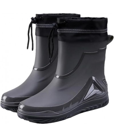 Rain Boots Men's Waterproof Drawstring Rain Shoes Warm Non-Slip Flat Fashion Rider Rain Boots 43 Waterproof Mouth1 $30.04 Boots