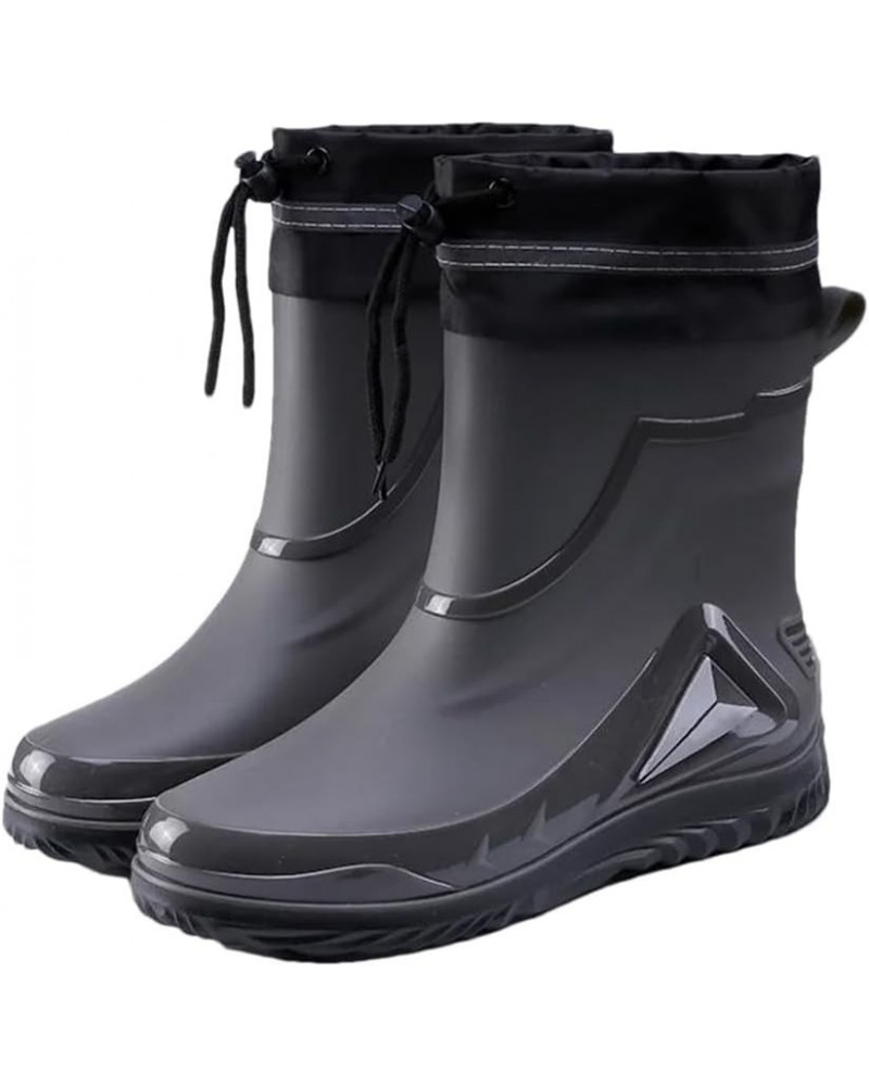 Rain Boots Men's Waterproof Drawstring Rain Shoes Warm Non-Slip Flat Fashion Rider Rain Boots 43 Waterproof Mouth1 $30.04 Boots