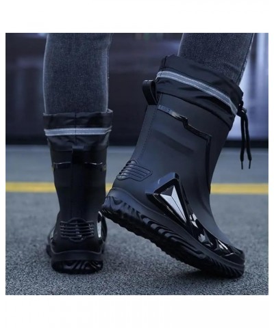 Rain Boots Men's Waterproof Drawstring Rain Shoes Warm Non-Slip Flat Fashion Rider Rain Boots 43 Waterproof Mouth1 $30.04 Boots