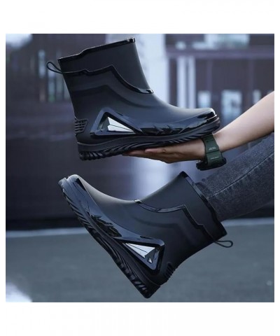 Rain Boots Men's Waterproof Drawstring Rain Shoes Warm Non-Slip Flat Fashion Rider Rain Boots 43 Waterproof Mouth1 $30.04 Boots