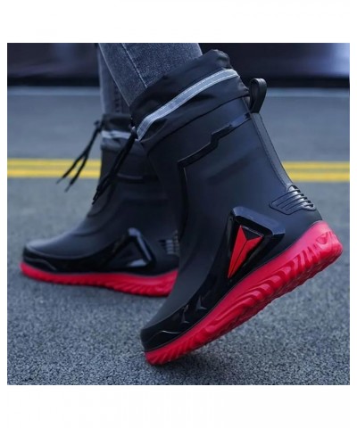 Rain Boots Men's Waterproof Drawstring Rain Shoes Warm Non-Slip Flat Fashion Rider Rain Boots 43 Waterproof Mouth1 $30.04 Boots