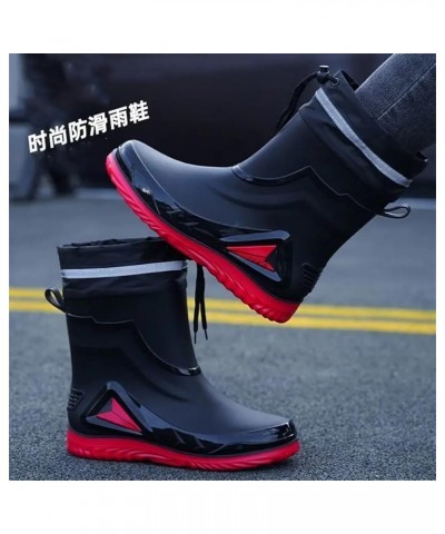 Rain Boots Men's Waterproof Drawstring Rain Shoes Warm Non-Slip Flat Fashion Rider Rain Boots 43 Waterproof Mouth1 $30.04 Boots