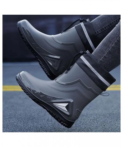 Rain Boots Men's Waterproof Drawstring Rain Shoes Warm Non-Slip Flat Fashion Rider Rain Boots 43 Waterproof Mouth1 $30.04 Boots