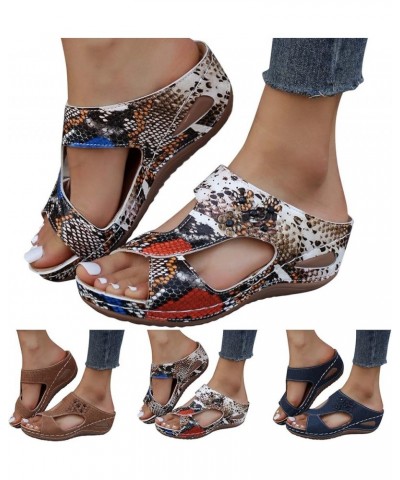 Sandals Women Comfortable, Orthopedic Sandals for Women Wide Width Open Toe Slip-on Sandals Summer Beach Sandals Dark Blue $1...