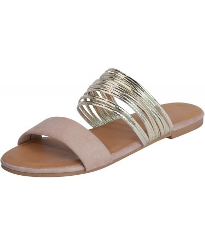 Women's Sandals Womens Open Round Toe Flats Slides Sandals Ankle Strap Summer Gladiator Sandals Platform Sandals Women Khaki ...