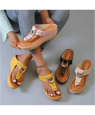 Orthopedic Sandals for Women Wide Width, Women Wedge Flip Flops Sandals with Arch Support Summer Comfortable Women Wedge Sand...