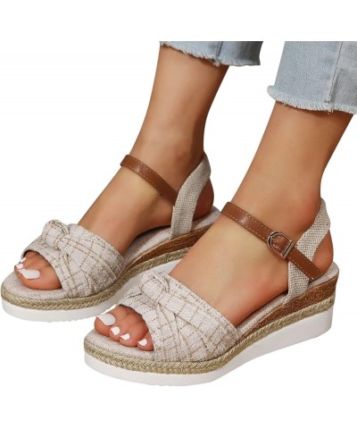 Wedge Sandals for Women Summer 2023 Bowknot Open Toe Ankle Strap Buckle Platform Sandals Dressy Wedges Shoes Outdoor Party Dr...