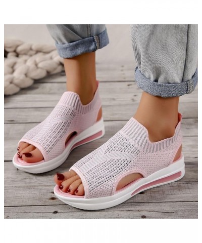 Womens Platform Sandals Slippers Square Open Toe Block Two Strap High Heeled Sandal Slingback Sandal Sandals Shoes Pink $11.5...