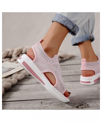 Womens Platform Sandals Slippers Square Open Toe Block Two Strap High Heeled Sandal Slingback Sandal Sandals Shoes Pink $11.5...