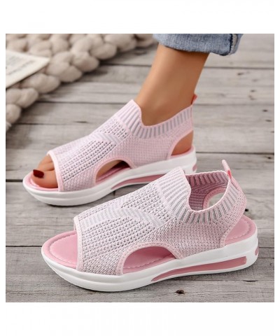 Womens Platform Sandals Slippers Square Open Toe Block Two Strap High Heeled Sandal Slingback Sandal Sandals Shoes Pink $11.5...