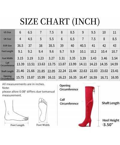 Women's 994 Fashion Suede 3.50 Inch Chunky Heel Over The Knee High Boots with Zipper Knee High-994-red $27.25 Boots