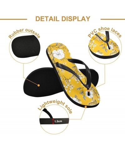 Flip Flop Sandals for Men Women Teen - Yellow Floral Flowers Beach Shoes Waterproof Outdoor Summer Beach Slippers 4-5 Women/3...