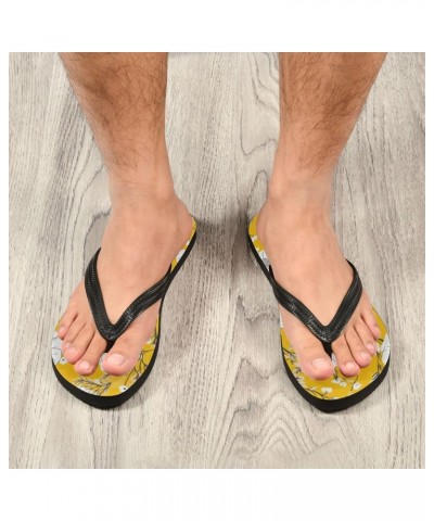 Flip Flop Sandals for Men Women Teen - Yellow Floral Flowers Beach Shoes Waterproof Outdoor Summer Beach Slippers 4-5 Women/3...