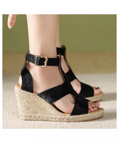 Black Espadrilles for Women Open Toe Women's Espadrilles Wedges Wedge Shoes Dressy White Lace Wedges Heels Ladies Summer Heel...