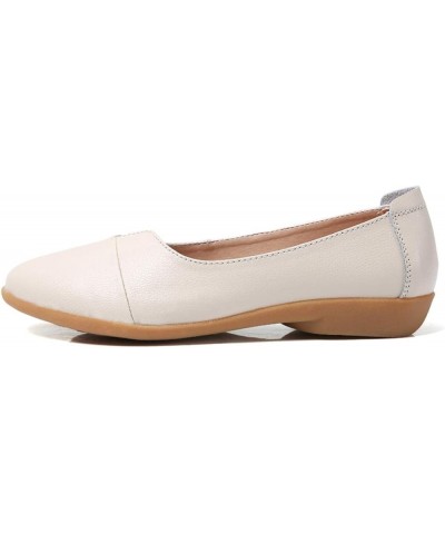 Women Casual PU Leather Loafers Round Toe Slip On Wedge Low Heel Comfortable Flats Office Work Shoes Beige $29.09 Loafers & S...