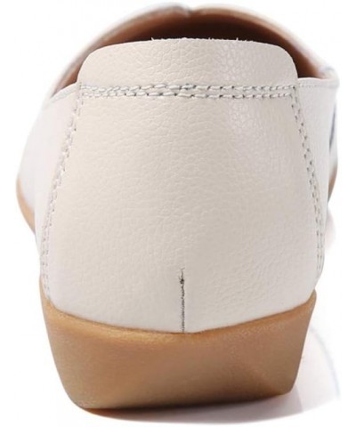 Women Casual PU Leather Loafers Round Toe Slip On Wedge Low Heel Comfortable Flats Office Work Shoes Beige $29.09 Loafers & S...