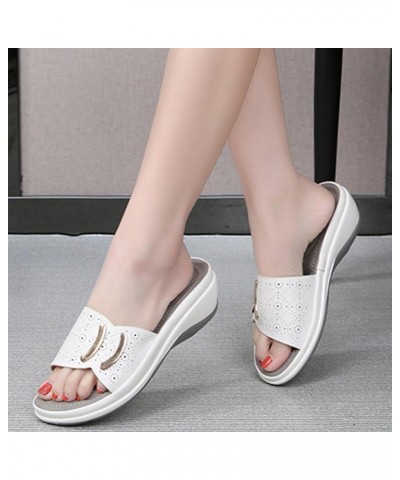 Womens Casual Strappy Sandal Summer Dress Beach Slides Rhinestone Glitter Flatform Platform Mules Flats 70-zoxro-e-white $12....