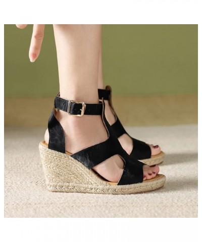 Black Espadrilles for Women Open Toe Women's Espadrilles Wedges Wedge Shoes Dressy White Lace Wedges Heels Ladies Summer Heel...