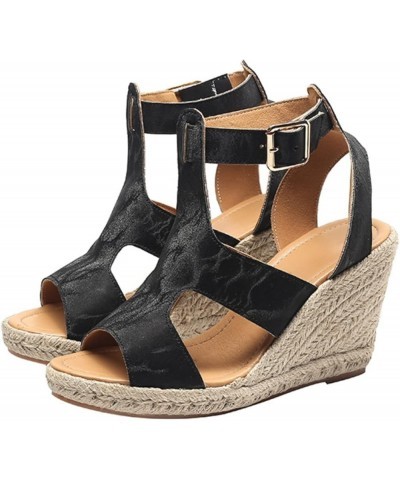 Black Espadrilles for Women Open Toe Women's Espadrilles Wedges Wedge Shoes Dressy White Lace Wedges Heels Ladies Summer Heel...