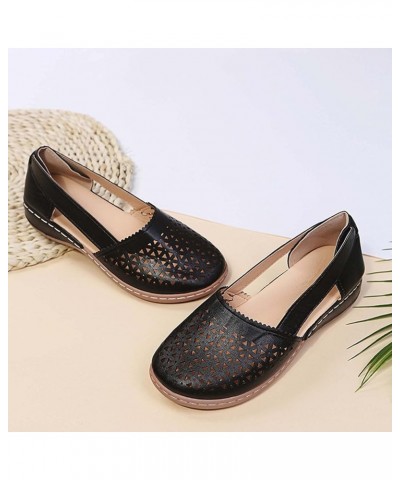 2021 New Women's Sandals Retro Wedges Slip on Sandals Summer Hollow Closed Toe Sandals Casual Faux Leather Moccasins Loafers ...