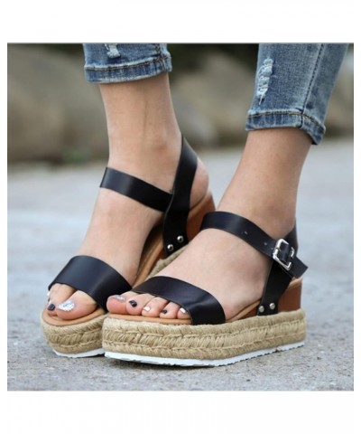 Wedge Sandals for Women Casual Open Toe Slides Slippers Summer Anti Slip Walking Shoes Wide Fit Flip Flops Sandals Black $12....