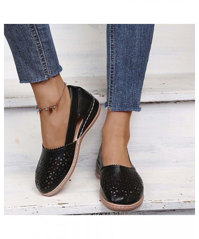 2021 New Women's Sandals Retro Wedges Slip on Sandals Summer Hollow Closed Toe Sandals Casual Faux Leather Moccasins Loafers ...