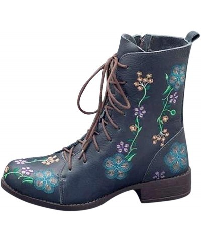 Boots for Women Booties Women's On Ladies Casual Heels Long Shoes Slip Boots Fashion women's boots Women Mid Boots Blue $27.4...