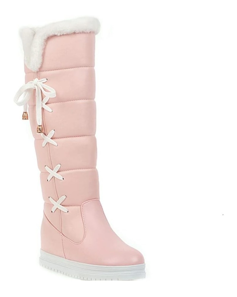 Women's Fashion Snow Boot Lace Up Mid-Calf Water-Resistant Anti-Slip Outdoor Winter Warm Plush Lined Snow Boots 41 Pink $39.9...