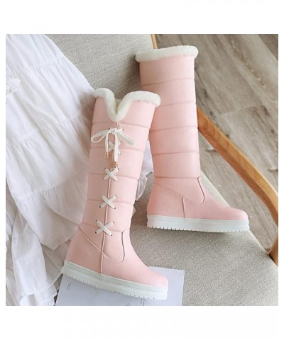 Women's Fashion Snow Boot Lace Up Mid-Calf Water-Resistant Anti-Slip Outdoor Winter Warm Plush Lined Snow Boots 41 Pink $39.9...