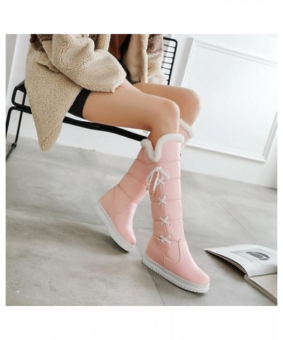 Women's Fashion Snow Boot Lace Up Mid-Calf Water-Resistant Anti-Slip Outdoor Winter Warm Plush Lined Snow Boots 41 Pink $39.9...