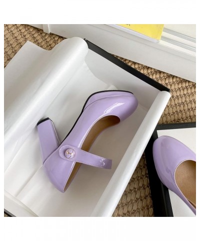 Women Elegant Pumps High Heeled Mary Jane Shoes Purple $32.30 Pumps