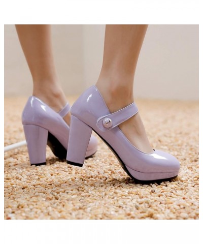 Women Elegant Pumps High Heeled Mary Jane Shoes Purple $32.30 Pumps