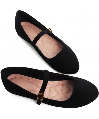 Women's Cute Round-Toe Flat Ballet Shoes Comfortable Dress Shoes for Walking Round Black $9.37 Flats