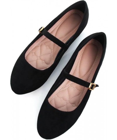 Women's Cute Round-Toe Flat Ballet Shoes Comfortable Dress Shoes for Walking Round Black $9.37 Flats