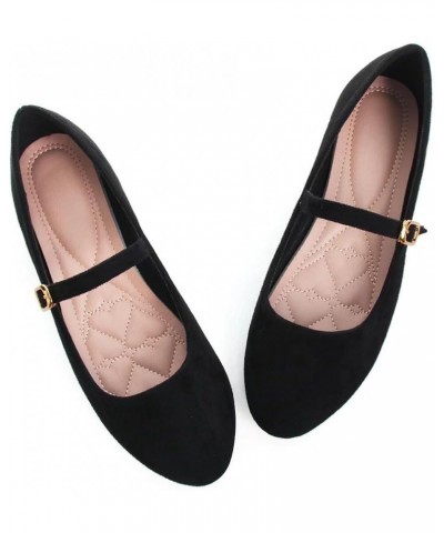 Women's Cute Round-Toe Flat Ballet Shoes Comfortable Dress Shoes for Walking Round Black $9.37 Flats