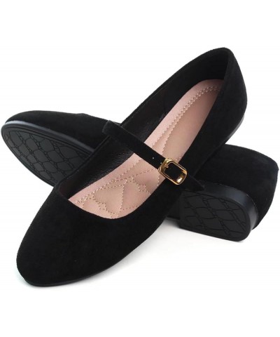 Women's Cute Round-Toe Flat Ballet Shoes Comfortable Dress Shoes for Walking Round Black $9.37 Flats