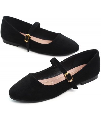 Women's Cute Round-Toe Flat Ballet Shoes Comfortable Dress Shoes for Walking Round Black $9.37 Flats