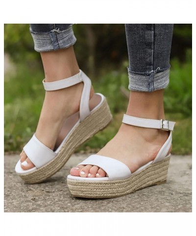 Platform Pumps Women Wedges Shoes Size 7 Wide Women Platform Sandals Walking Sandals Women High Heeled Sandals For Wom D-whit...