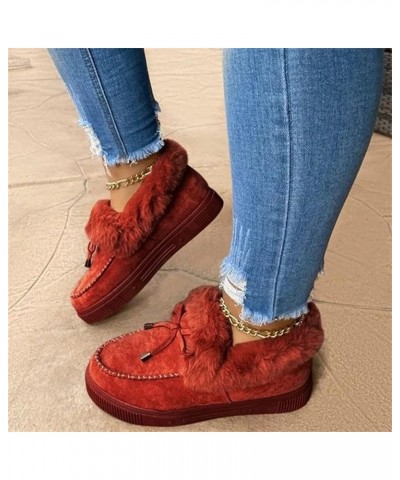 Winter Boots For Women 2023 Warm Fur Lined Snow Ankle Boots Outdoor Short Booties Fashion Slip On Walking Shoes S-red $16.86 ...