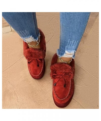 Winter Boots For Women 2023 Warm Fur Lined Snow Ankle Boots Outdoor Short Booties Fashion Slip On Walking Shoes S-red $16.86 ...