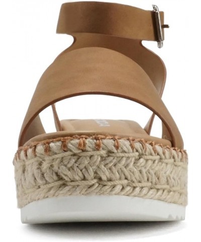 Topic Open Toe Buckle Ankle Strap Espadrilles Flatform Wedge Casual Sandal Tan Nbpu (Whipped Stitch) $15.03 Sandals