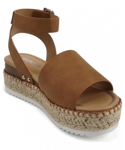 Topic Open Toe Buckle Ankle Strap Espadrilles Flatform Wedge Casual Sandal Tan Nbpu (Whipped Stitch) $15.03 Sandals