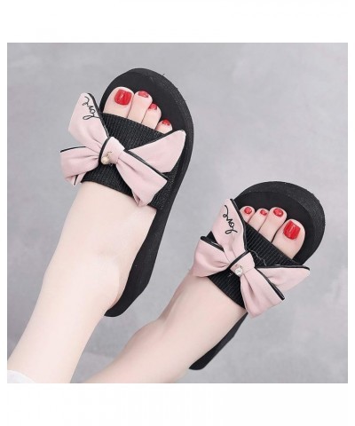 Breathable Open Toe Sandals for Women Bow Wedge Non-Slip Girls Heel Casual Slippers Women Thick Heel Women's Slipper (Blue, 8...