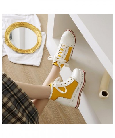 Women's Sweet High Top Shoes with Platform Yellow $34.55 Boots