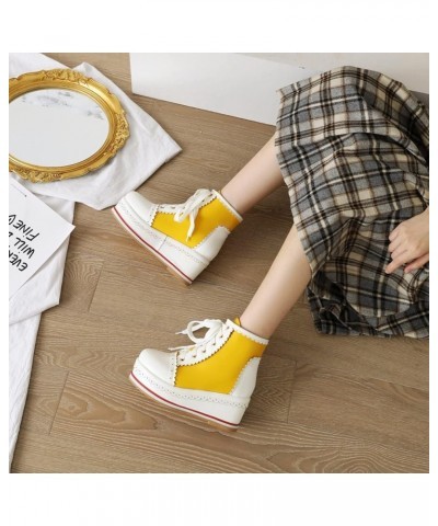 Women's Sweet High Top Shoes with Platform Yellow $34.55 Boots