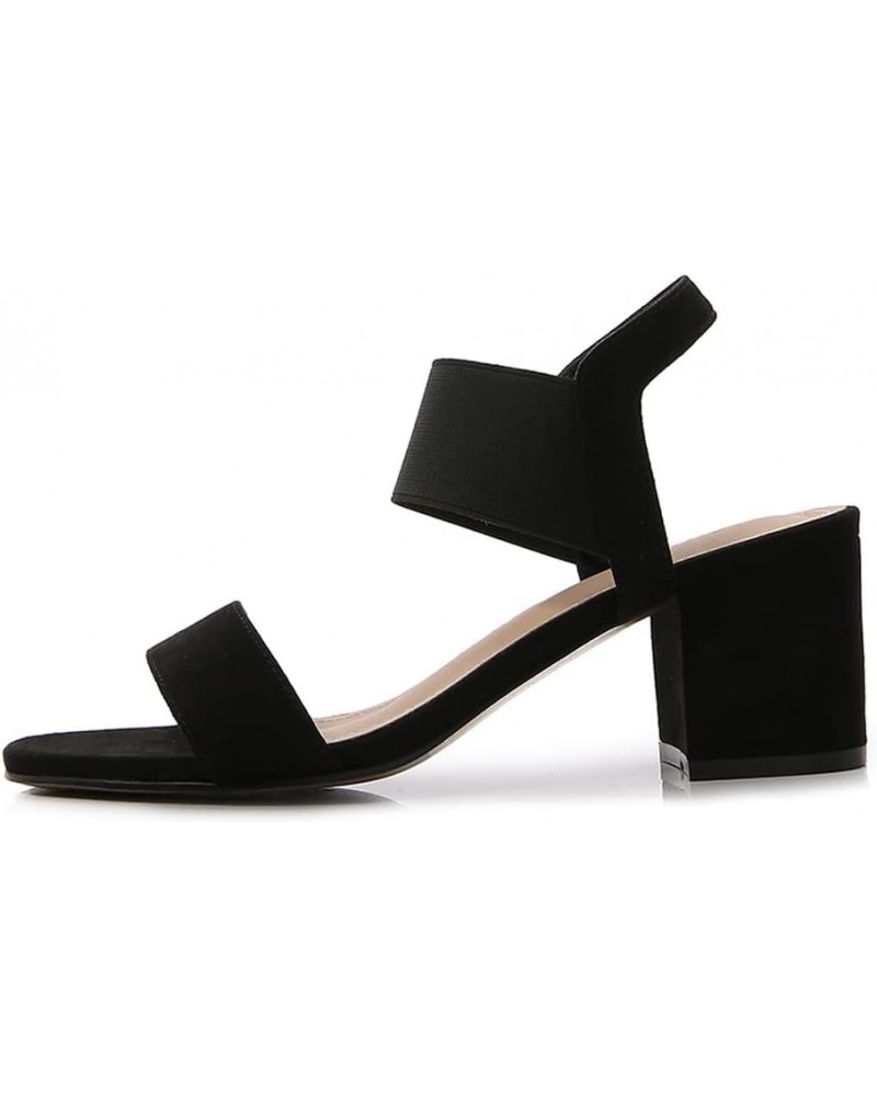 Women Square Toe Dress Chunky Heels Open Toe Slingback Heeled Sandals Daily Casual Dress Block Heels Black $31.31 Sandals