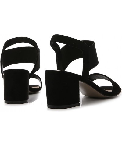 Women Square Toe Dress Chunky Heels Open Toe Slingback Heeled Sandals Daily Casual Dress Block Heels Black $31.31 Sandals